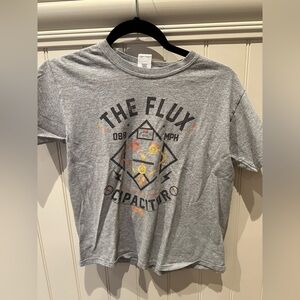 GILDAN Boys Size Medium Grey Black & Yellow Short Sleeve The Flux